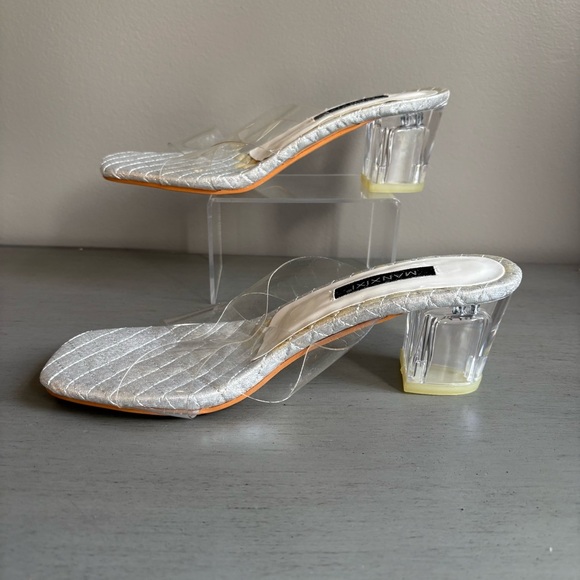 Manxixi Criss- Cross Transparent Clear Block Heel Slip On Shoe Women EU 39 US 8 - Picture 11 of 13